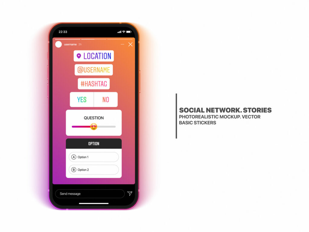 An Instagram story with different tags and links