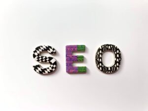 Colorful letters spelling S-E-O