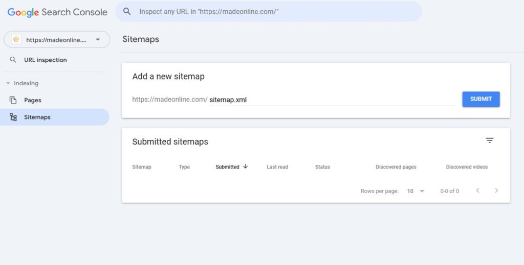 sitemap on search console